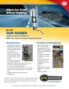 Epic Solutions Brochure for Striping Equipment Spray Gun Raiser